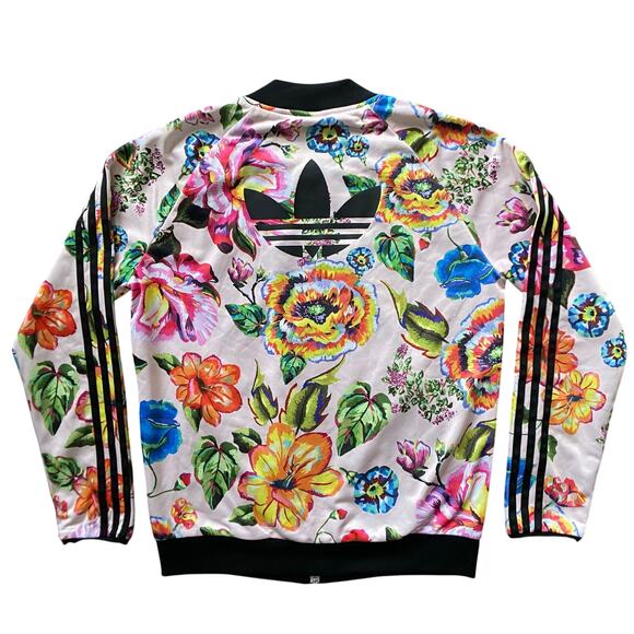 Adidas X Farm Rio Trefoil Floral Track Jacket Sz S Pink Black Full Zip - Picture 2 of 9
